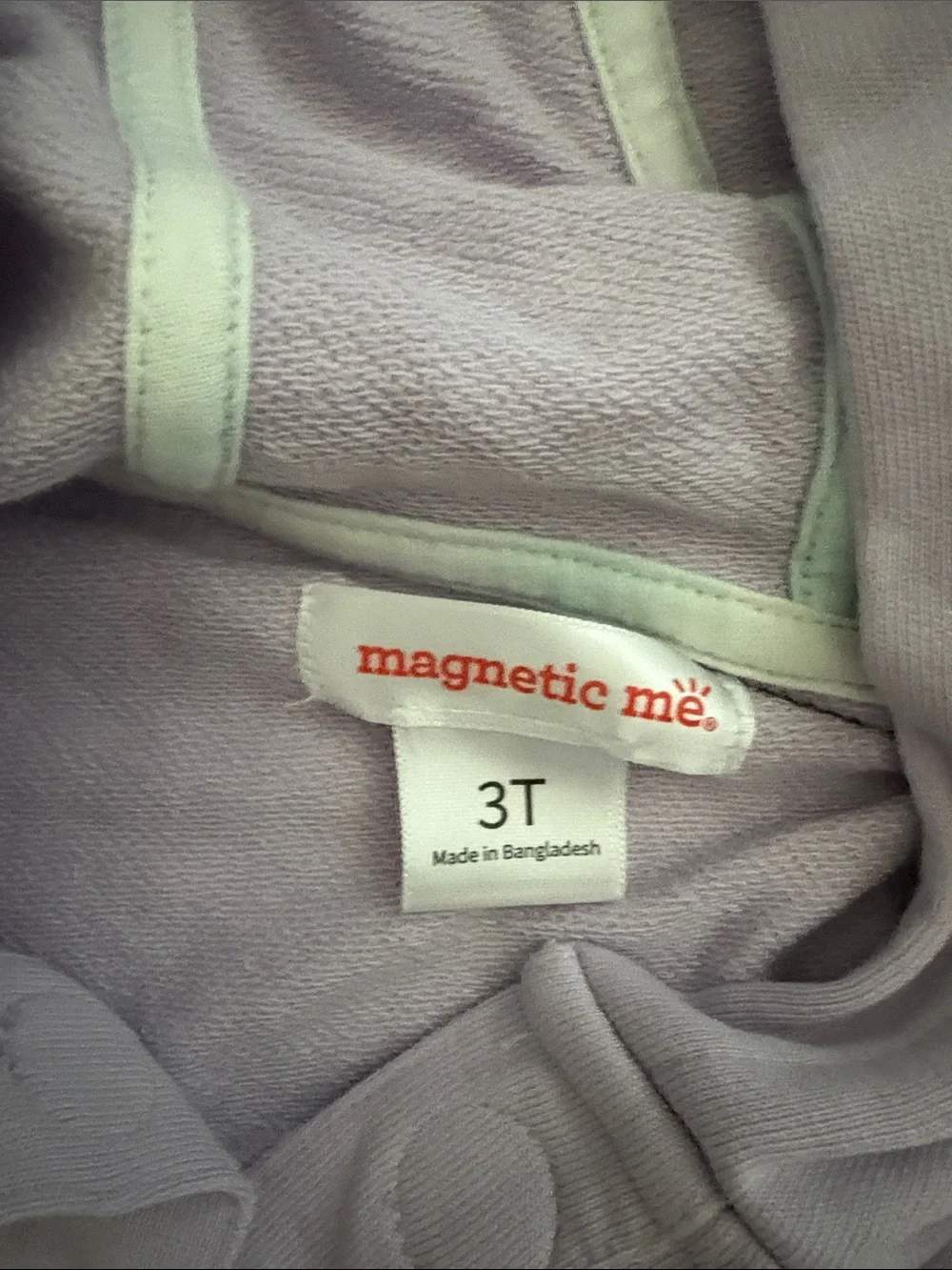 Magnetic Me Lavender Hooded Magnetic Sweatshirt with Pink Stitching, 3T